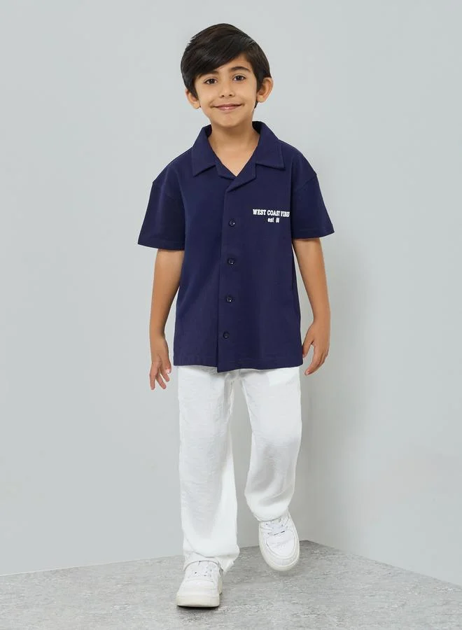 ستايلي بنطال منسوج سادة مع رباط خصر